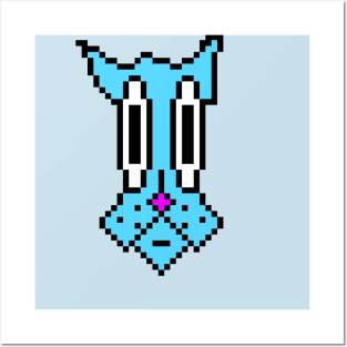 Pixel Blue Rabbit Dog Posters and Art